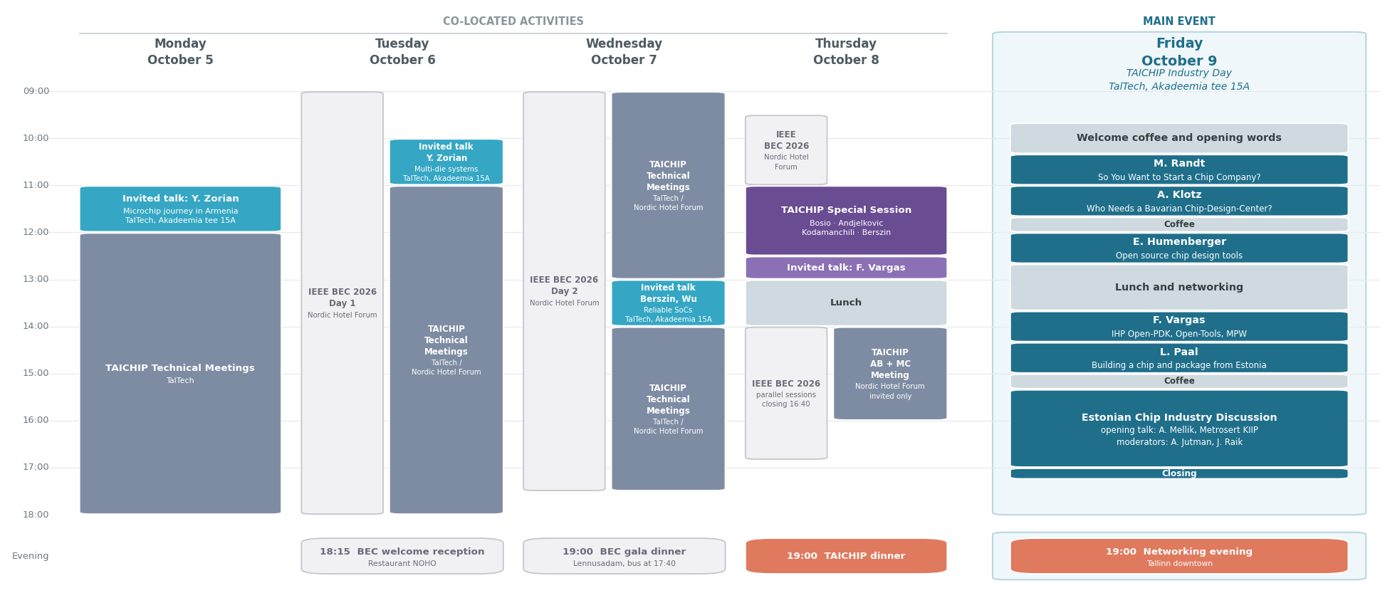 TAICHIP Industry Day 2026 programme at a glance, October 5 to 9, 2026, Tallinn